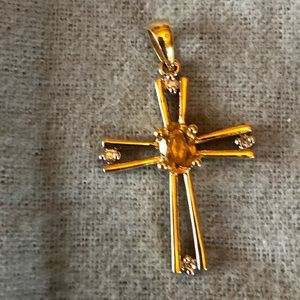 10k gold diamond and citrine Pendant